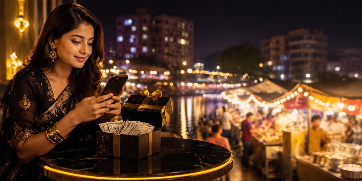 Enjoying Sports Betting on mobile at a night market in Bogura